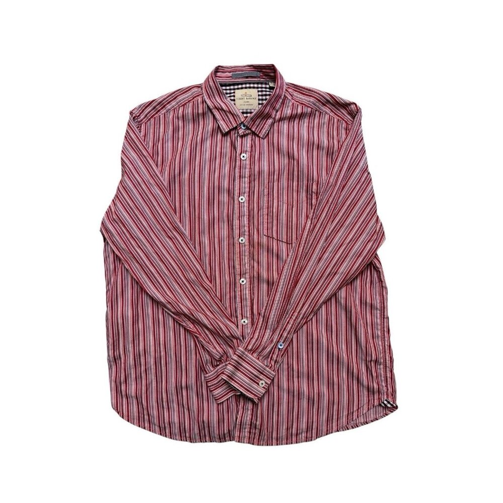 Tommy Bahama Island Crafted Red Stripe Shirt XL 100% Cotton